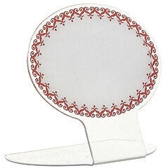 ÉTIQUETTES CHEVALETS OVALES DENTELLE 7X7CM BLANCHES BORDEAUX X10