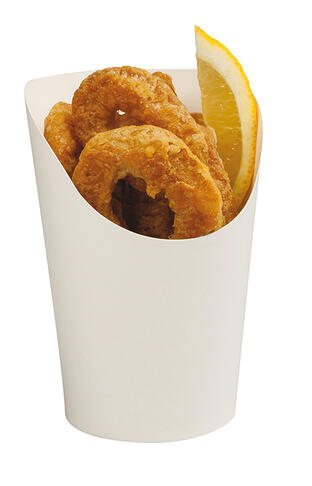 POTS SNACK EN CARTON BLANC POUR WRAPS OU FRITE Ø BASE 80 H134 MM X1000
