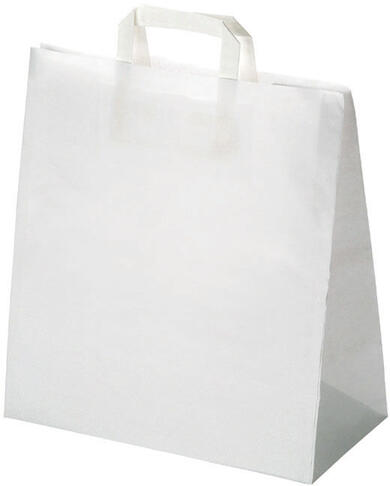 SACS CABAS EN PAPIER KRAFT BLANC AVEC POIGNÉES 320X310 MM AVEC SOUFFLETS DE 160 MM X100
