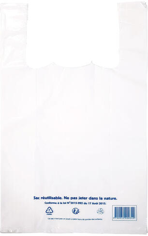 SAC BRETELLES POLYETHYLÈNE BASSE DENSITÉ 28+14X48CM BLANC X500