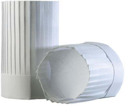 TOQUES "GRAND CHEF" BLANCHES PLISSÉES EN NON-TISSÉ, H 30 CM AVEC COIFFE X10