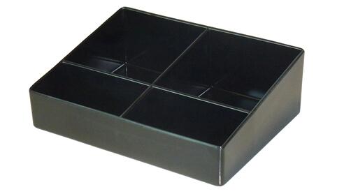 PLATEAU ZEN LINE PORTE-SACHETS NOIR 4 COMPARTIMENTS