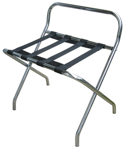 RACK À BAGAGES AVEC DOSSERET MÉTAL CHROME