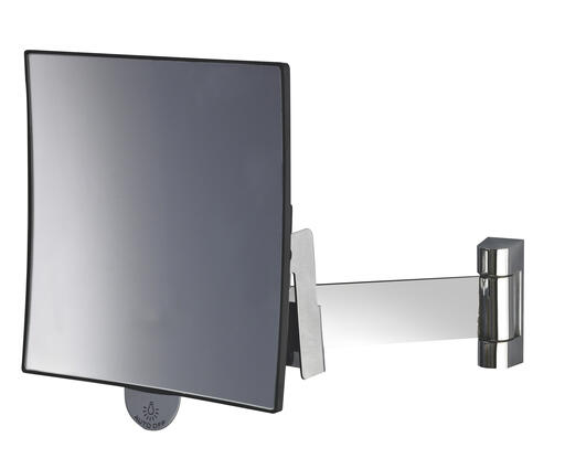 MIROIR ÉCLIPS CARRÉ SIMPLE NOIR BRAS PLAT LAITON CHROME