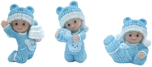 SUJETS DE BAPTÊME / NAISSANCE, BÉBÉS FACÉTIEUX BLEU H 5 CM X12