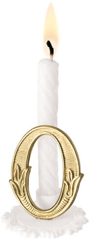 BOUGIES BLANCHES SUR SUPPORT, AVEC CHIFFRE OR N°9 X10