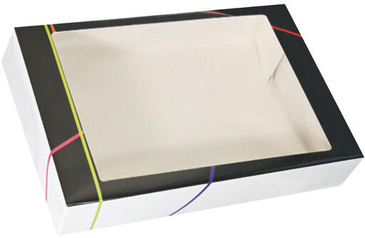 BOÎTES TRAITEUR CARTON NOIR FENÊTRE TRANSPARENTE 620X420X130MM X25