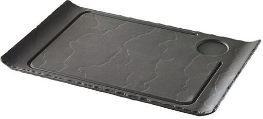 BASALT ASSIETTE BURGER RECTANGULAIRE BORD RELEVÉ 33 X 20 CM