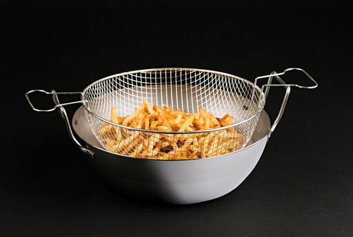 BASSINE À FRITURE EN TÔLE D'ACIER NOIRE AVEC PANIER 45 CM - 2