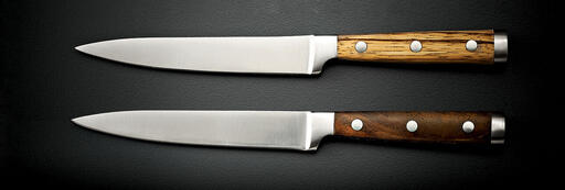 COUTEAU A STEAK AZAWAK LAME LISSE MANCHE BOIS FONCÉ - 2