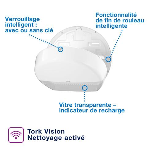 DISTRIBUTEUR DE PAPIER TOILETTE JUMBO TORK® T1 BLANC - 2