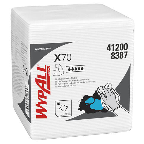 LAVETTE NON TISSEE USAGE COURT WYPALL X70 BLANC 76 FORMATS 31X42CM X12 - 2
