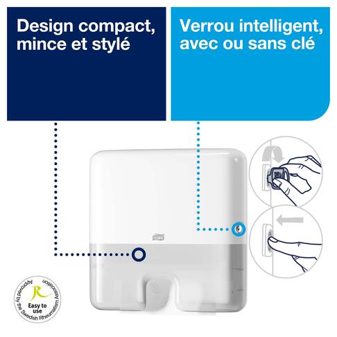 DISTRIBUTEUR D’ESSUIE-MAINS PLIÉS TORK XPRESS® MINI H2 BLANC - 2
