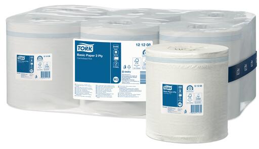 BOBINE DEVIDAGE CENTRAL TORK M2 BLANC 450 FORMATS 2 PLIS 18X30CM ECOLABEL X6 - 2