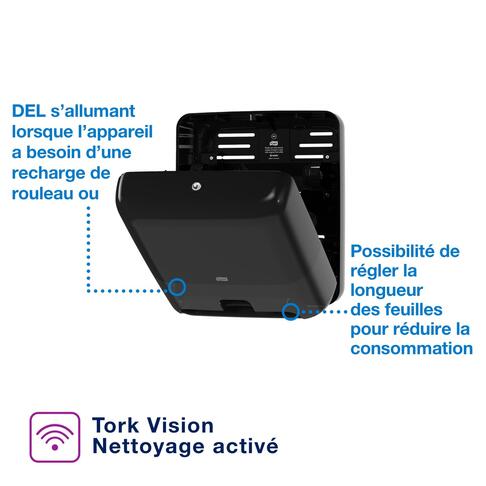 DISTRIBUTEUR D'ESSUIE-MAINS ROULEAUX À DÉTECTION OPTIQUE TORK MATIC® H1 NOIR - 2