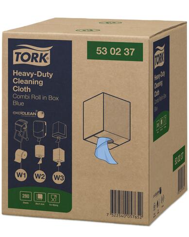 BOBINE DEVIDAGE CLASSIQUE NON TISSE TORK COMBI ROLL W1/W2/W3 BLEU 280 FORMATS 38X31,5CM - 2
