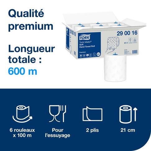 ESSUIE-MAINS ROULEAU TORK MATIC® PREMIUM H1 BLANC 100M 2PLIS X6 - 2