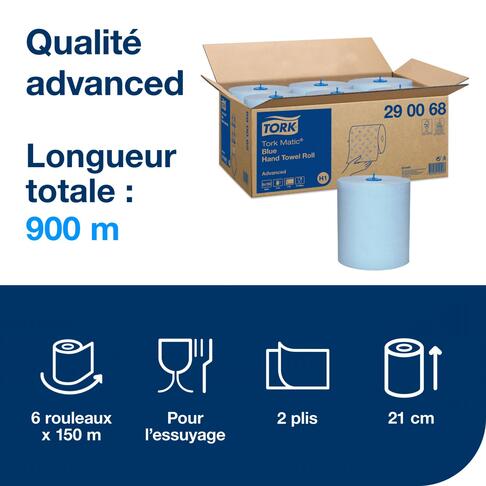 ESSUIE-MAINS ROULEAU TORK MATIC® ADVANCED H1 BLEU 150M 2 PLIS ECOLABEL X6 - 2