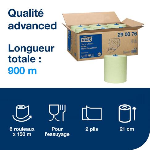 ESSUIE-MAINS ROULEAU TORK MATIC® ADVANCED H1 VERT 150M 2 PLIS ECOLABEL X6 - 2