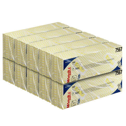 LAVETTE NON TISSEE USAGE COURT WYPALL X80 JAUNE 25 FORMATS 35X42CM - 2