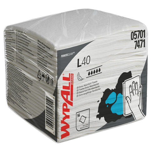 LAVETTE NON TISSEE USAGE UNIQUE WYPALL L40 BLANC 56 FORMATS 31,5X33CM X18 - 2