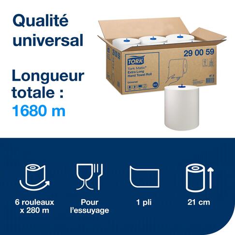 ESSUIE-MAINS ROULEAU TORK MATIC® UNIVERSAL H1 BLANC 280M 1 PLI ECOLABEL X6 - 2