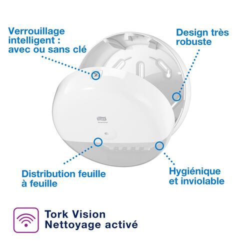 DISTRIBUTEUR DE PAPIER TOILETTE À DÉVIDAGE CENTRAL TORK SMARTONE® T8 BLANC - 2