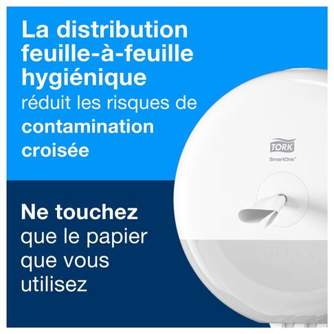 DISTRIBUTEUR DE PAPIER TOILETTE À DÉVIDAGE CENTRAL TORK SMARTONE® T9 BLANC - 2