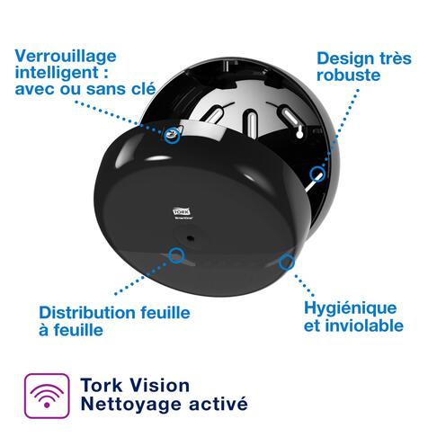 DISTRIBUTEUR DE PAPIER TOILETTE À DÉVIDAGE CENTRAL TORK SMARTONE® T9 NOIR - 2