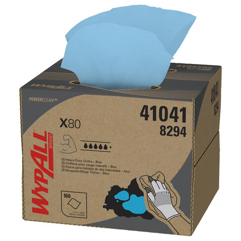 LAVETTE NON TISSEE USAGE COURT WYPALL X80 BLEU 160 FORMATS BOITE DISTRIBUTRICE - 2