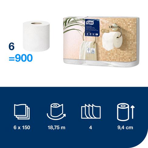 PAPIER TOILETTE PETIT ROULEAU TORK® PREMIUM T4 BLANC 150 FORMATS 4 PLIS ECOLABEL X42 - 2