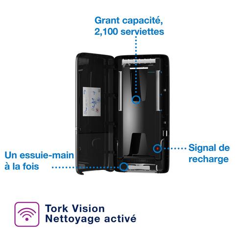 DISTRIBUTEUR D’ESSUIE-MAINS CONTINUS™ TORK® PEAKSERVE® H5 NOIR - 2