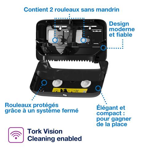 DISTRIBUTEUR DE PAPIER TOILETTE PETIT ROULEAU DOUBLETORK® T7 NOIR - 2