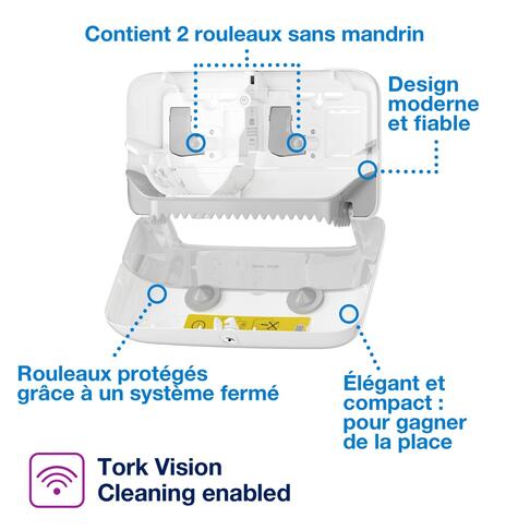 DISTRIBUTEUR DE PAPIER TOILETTE PETIT ROULEAU DOUBLE TORK® T7 BLANC - 2