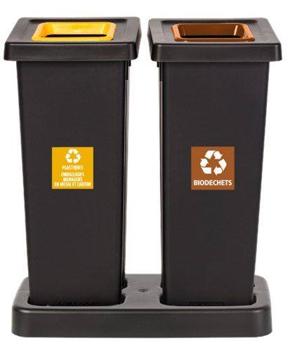 STATION DE TRI FIT 2X50L GRIS ANTHRACITE / JAUNE / BLEU - 2