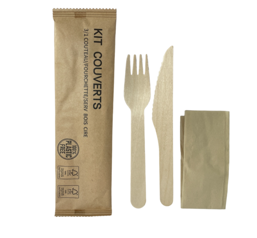 KIT COUVERTS BOIS CIRÉ 3 EN 1 X500