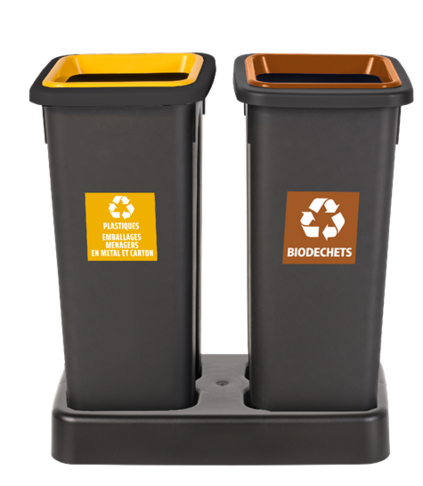 POUBELLE DE TRI FIT 2X20L GRIS ANTHRACITE / JAUNE / BLEU - 2