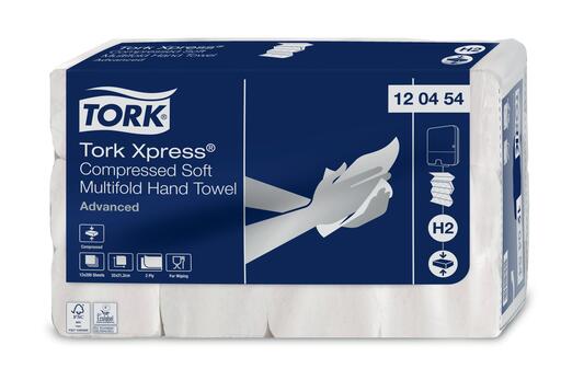 ESSUIE-MAINS COMPRESSÉS PLIÉS EN M TORK XPRESS® H2 ADVANCED BLANC 32X21.2CM 200 FORMATS 2 PLIS ECOLABEL X12 - 2