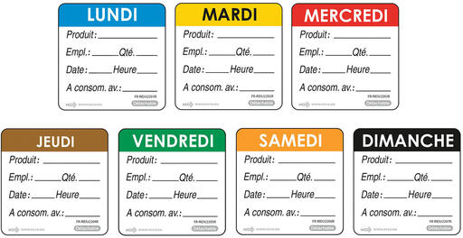 ÉTIQUETTES DLC JOUR SEMAINE AUTOCOLLANTES 5X5CM SAMEDI ORANGE X500 - 2