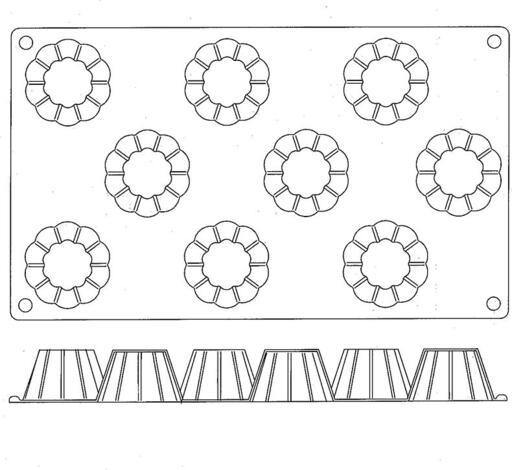 GASTROFLEX PLAQUE GN 1/3 325X176 DE 9 BRIOCHETTES 5.2 CM - 2