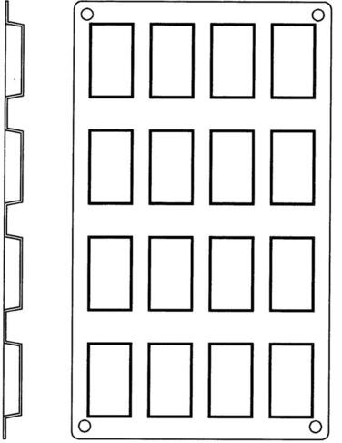 GASTROFLEX PLAQUE GN 1/3 325X176 DE 16 FINANCIERS 4.9X2.6 CM - 2