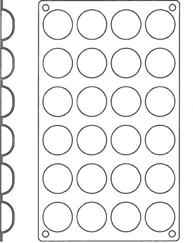 GASTROFLEX PLAQUE GN 1/3 325X176 24 PETITS FOURS RONDS 3.7CM - 2