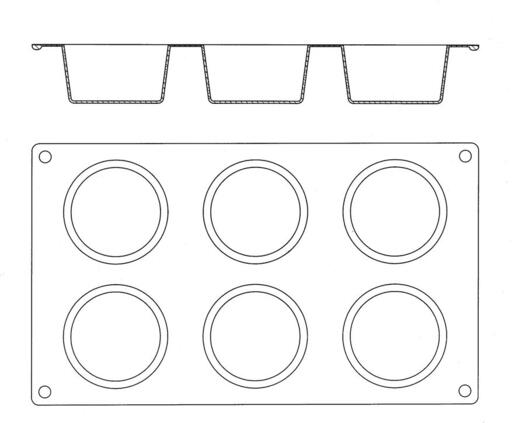 GASTROFLEX PLAQUE GN 1/3 325X176 DE 6 MUFFINS 7 CM - 2