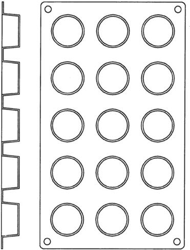 GASTROFLEX PLAQUE GN 1/3 325X176 15 PETITS FOURS RONDS 4CM - 2