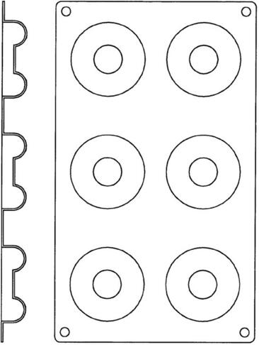GASTROFLEX PLAQUE GN 1/3 325X176 DE 6 SAVARINS 6.5 CM - 2