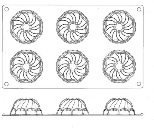 GASTROFLEX PLAQUE GN 1/3 325X176 6 MINI-KOUGLOFS 7.2X3.6CM - 2