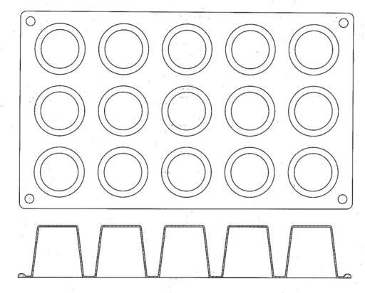 GASTROFLEX PLAQUE GN 1/3 325X176 DE 15 DARIOLES RONDES 4.5CM - 2