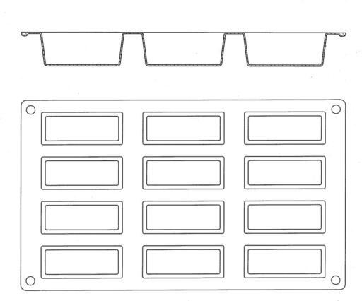 GASTROFLEX PLAQUE GN 1/3 325X176 DE 12 MINI-CAKES 7.5X3 CM - 2