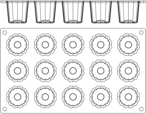GASTROFLEX PLAQUE GN 1/3 325X176 15 CANNELÉS BORDELAIS 4.5CM