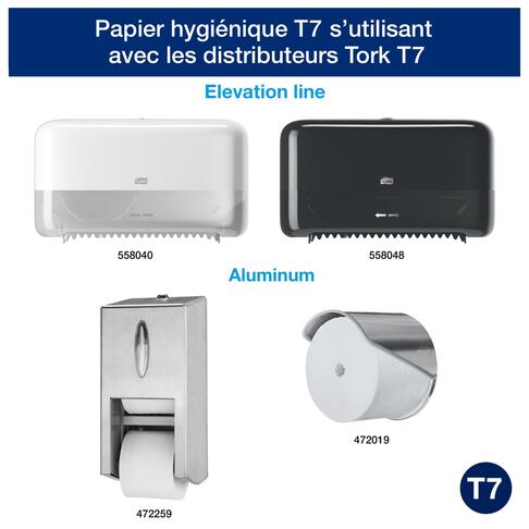 PAPIER TOILETTE PETIT ROULEAU TORK® ADVANCED T7 BLANC SANS MANDRIN 900 FORMATS 2 PLIS ECOLABEL X36 - 2